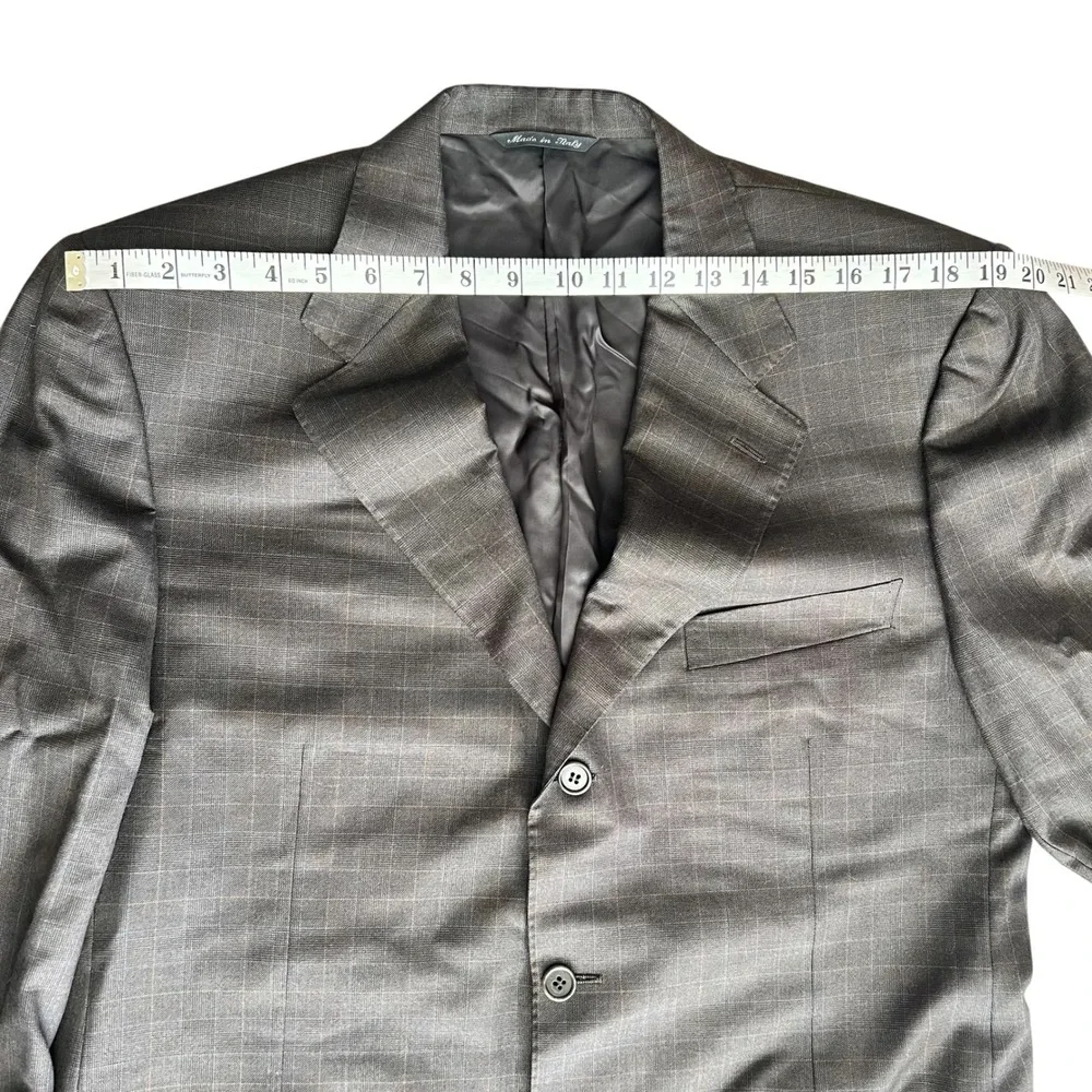 Canali 100% Wool 3 Button Blazer Sports Coat‎ 44R (54 EU) Dark Gray Glen Plaid